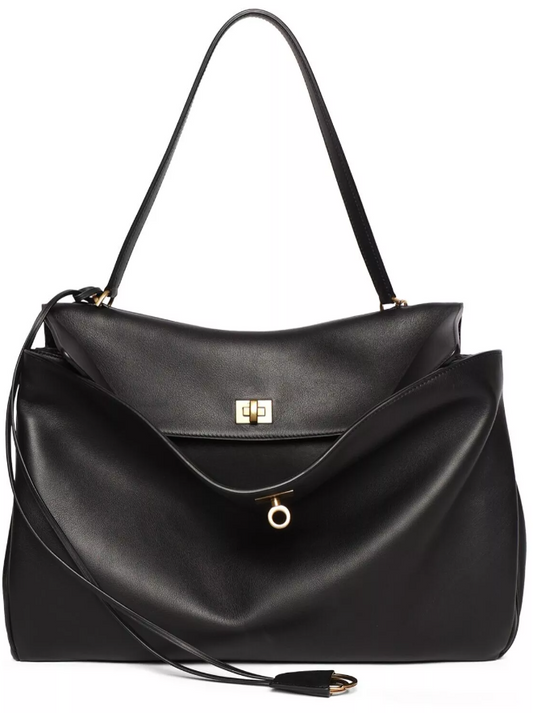 BCG Rodeo Large Black Leather Shoulder Bag New