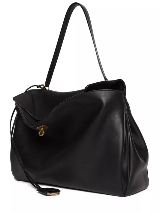 BCG Rodeo Large Black Leather Shoulder Bag New