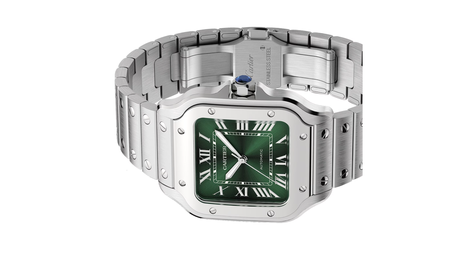 Santos de CRT Watch, Medium Model, Steel, Automatic, Interchangeable Leather Strap