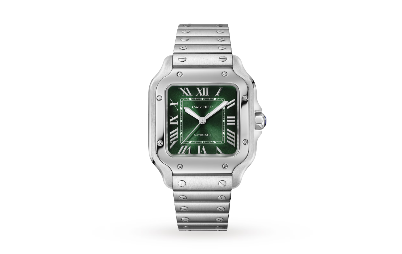 Santos de CRT Watch, Medium Model, Steel, Automatic, Interchangeable Leather Strap