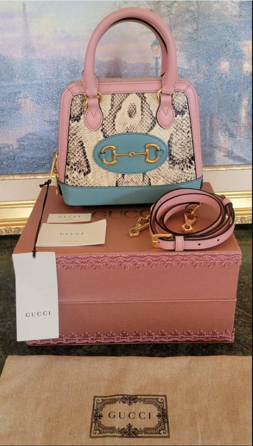 GC PYTHON 1955 HORSEBIT SNAKESKIN LTD ED TOP HANDLE CROSSBODY BAG