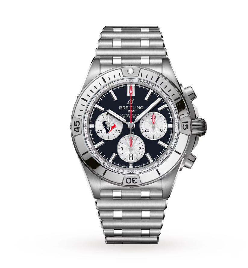 BRT Chronomat B01 42 Houston Texans Limited Edition Mens Watch Stainless Steel
