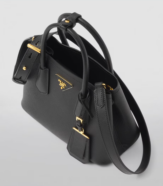 PDA Mini Saffiano Leather Double Top-Handle Bag