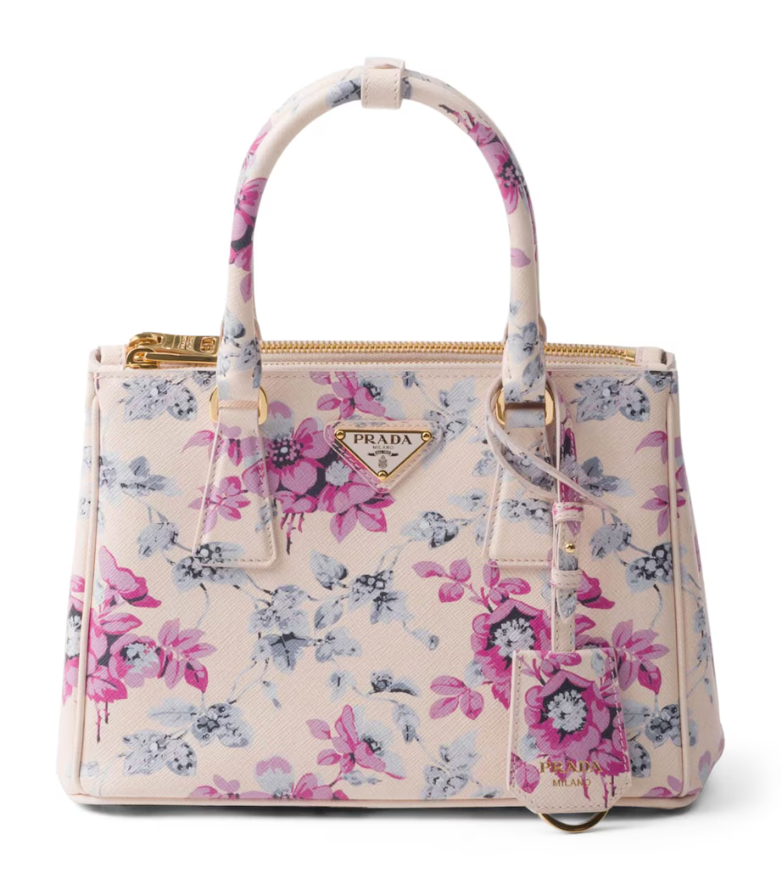 PDA Small Leather Floral Galleria Top-Handle Bag