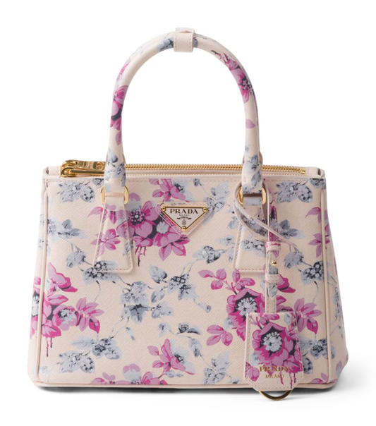 PDA Small Leather Floral Galleria Top-Handle Bag