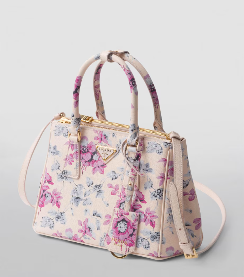 PDA Small Leather Floral Galleria Top-Handle Bag