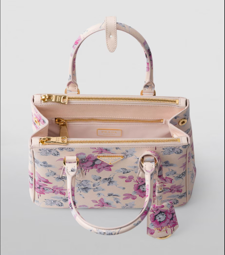 PDA Small Leather Floral Galleria Top-Handle Bag