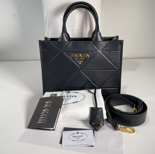 PDA Symbole Small Black Leather Satchel Tote Shoulder Bag New With Tags