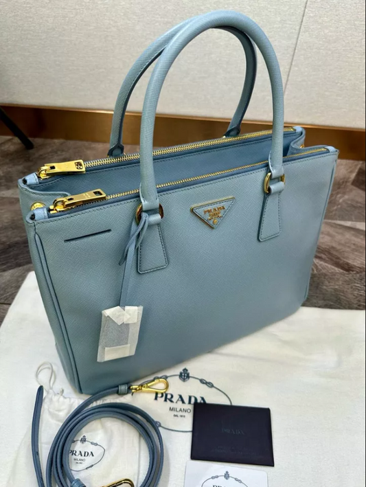 PDA Saffiano Blue Leather Tote Bag Shoulder Bag 2way K-241031-07
