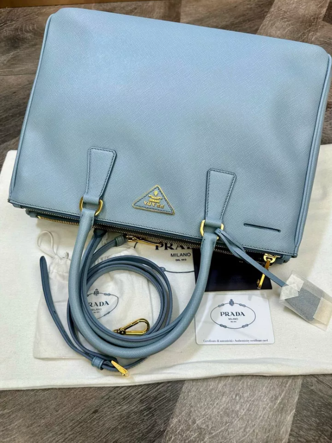 PDA Saffiano Blue Leather Tote Bag Shoulder Bag 2way K-241031-07
