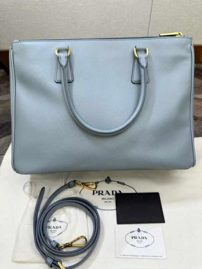 PDA Saffiano Blue Leather Tote Bag Shoulder Bag 2way K-241031-07