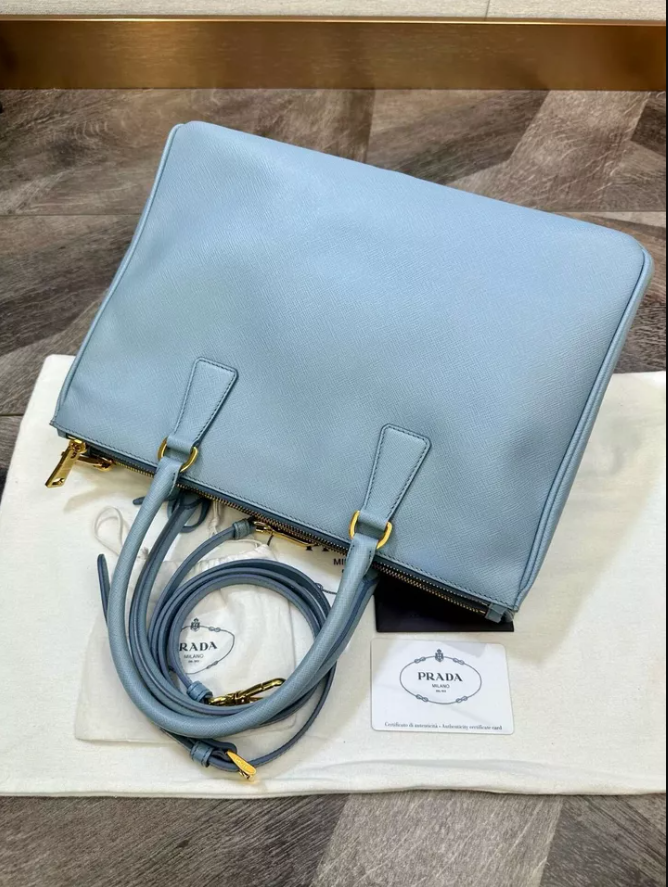 PDA Saffiano Blue Leather Tote Bag Shoulder Bag 2way K-241031-07