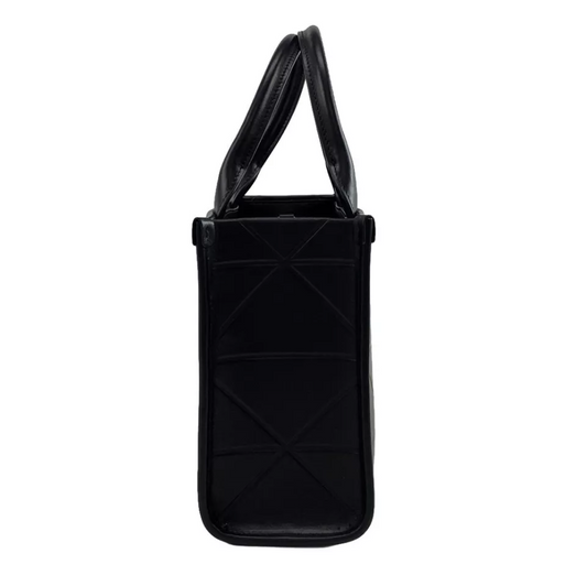 Auth PDA Symbol Stitch Leather Small Bag 1BA396 Black Leather - Handbag