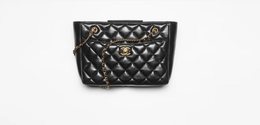 Fall-Winter 2024/25   Small Shopping Bag   Shiny Lambskin & Gold-Tone Metal