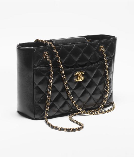 Fall-Winter 2024/25   Small Shopping Bag   Shiny Lambskin & Gold-Tone Metal