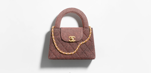 2024/25 Métiers d’art   Mini Shopping Bag   Washed Denim & Gold-Tone Metal  Orange & Black