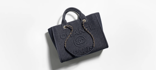 2024/25 Métiers d’art   Shopping Bag   Denim & Gold-Tone Metal  Dark Blue
