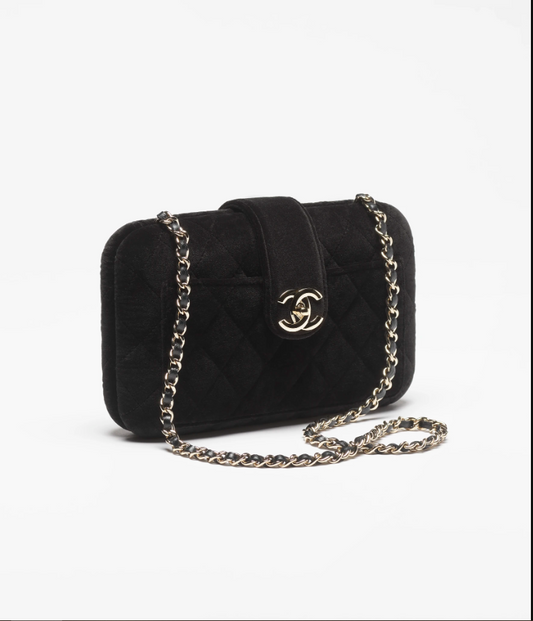 Evening Bag   Velvet & Gold-Tone Metal