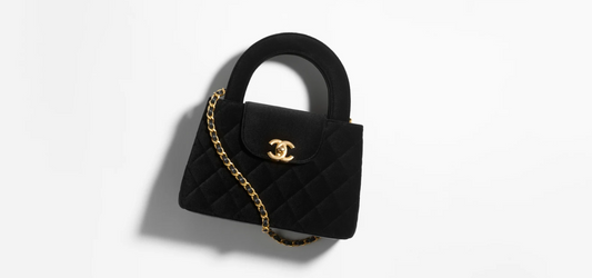 Mini Shopping Bag   Velvet & Gold-Tone Metal