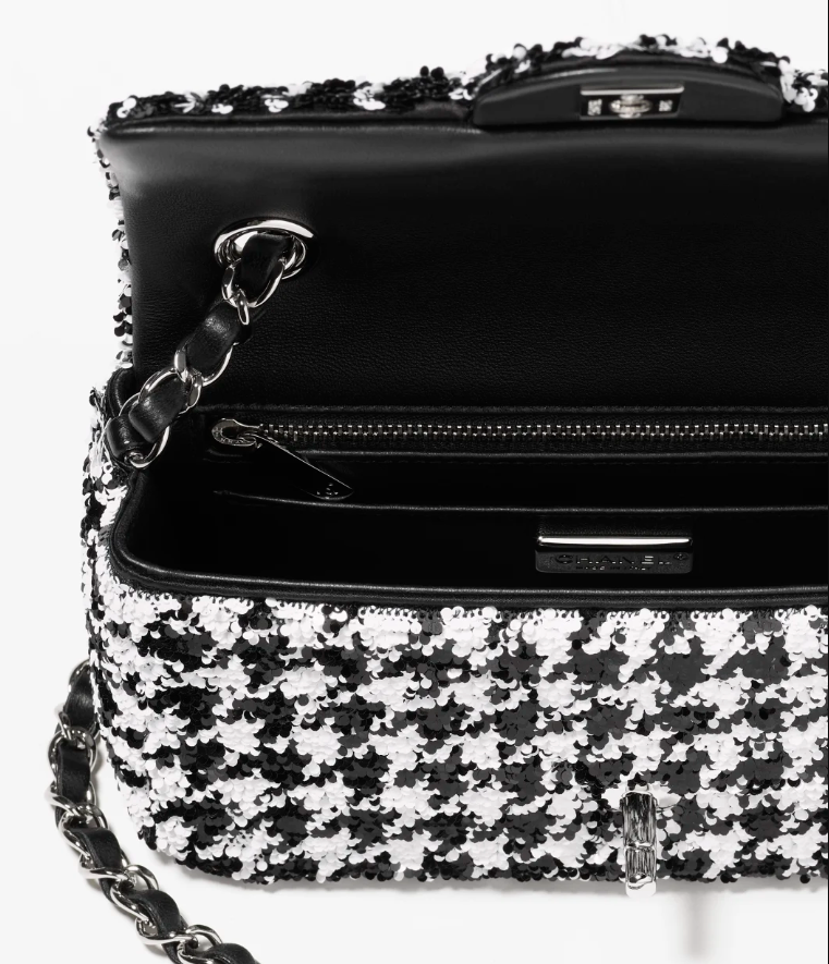 Small Flap Bag   Sequins & Silver-Tone Metal
