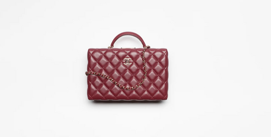 Box bag   Lambskin & Gold-Tone Metal  Burgundy