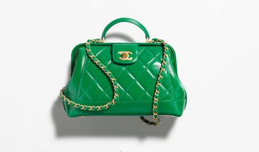 2024/25 Métiers d’art   Small Bag with Top Handle   Shiny Lambskin & Gold-Tone Metal