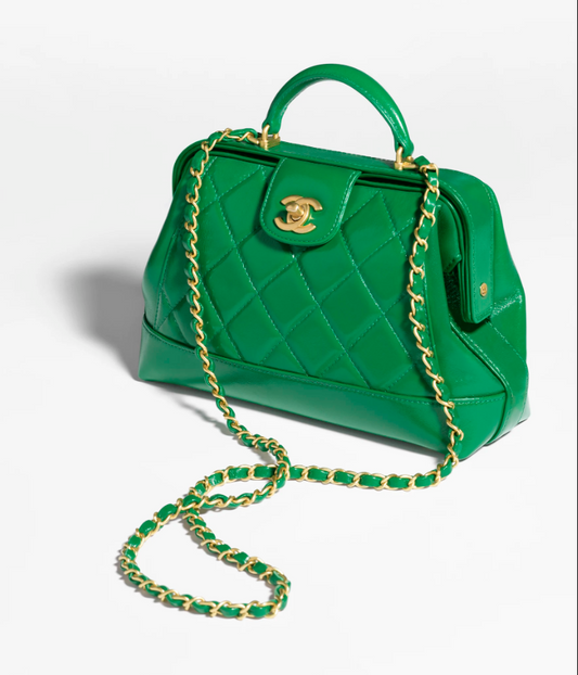 2024/25 Métiers d’art   Small Bag with Top Handle   Shiny Lambskin & Gold-Tone Metal