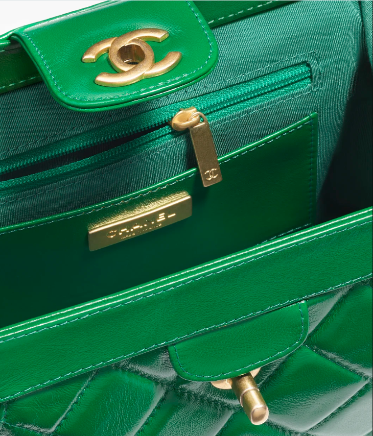 2024/25 Métiers d’art   Small Bag with Top Handle   Shiny Lambskin & Gold-Tone Metal