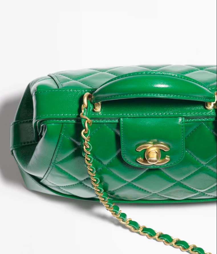 2024/25 Métiers d’art   Small Bag with Top Handle   Shiny Lambskin & Gold-Tone Metal