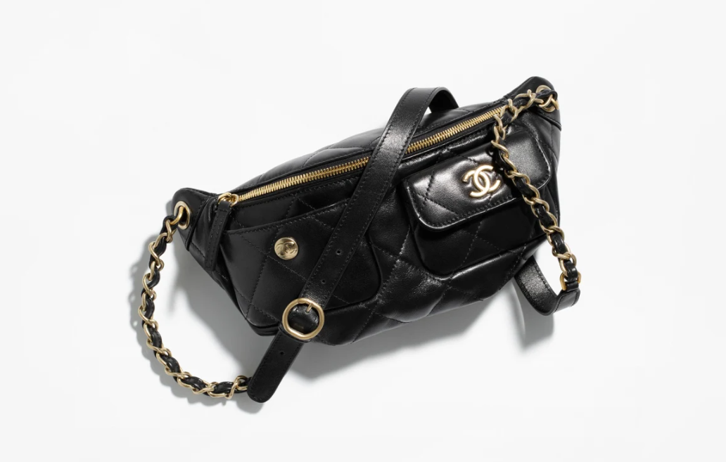 Waist Bag   Shiny Calfskin & Gold-Tone Metal