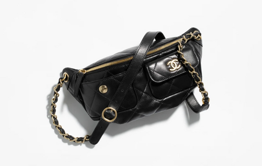 Waist Bag   Shiny Calfskin & Gold-Tone Metal