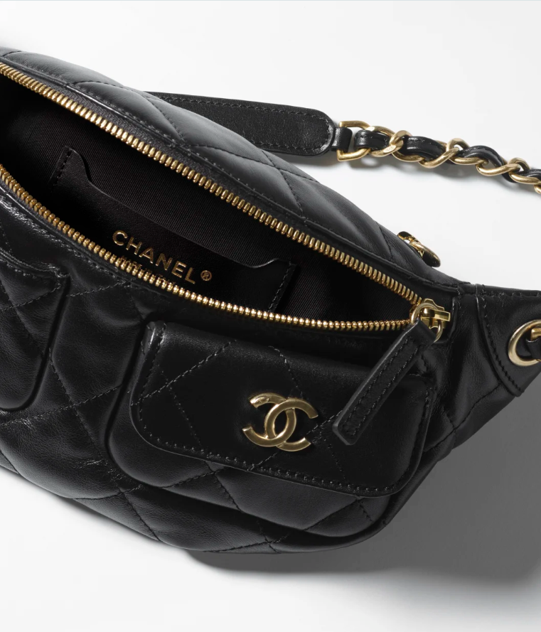 Waist Bag   Shiny Calfskin & Gold-Tone Metal