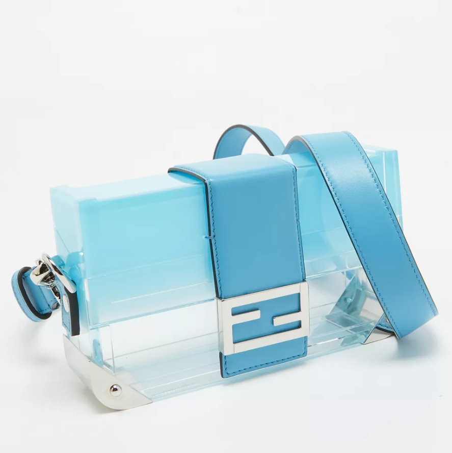 FDI Omber Blue  Plexiglass And Leather Mini Trunk Baguette