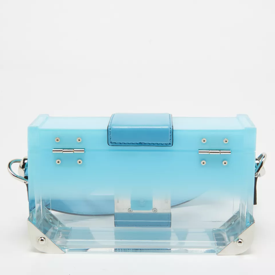 FDI Omber Blue  Plexiglass And Leather Mini Trunk Baguette