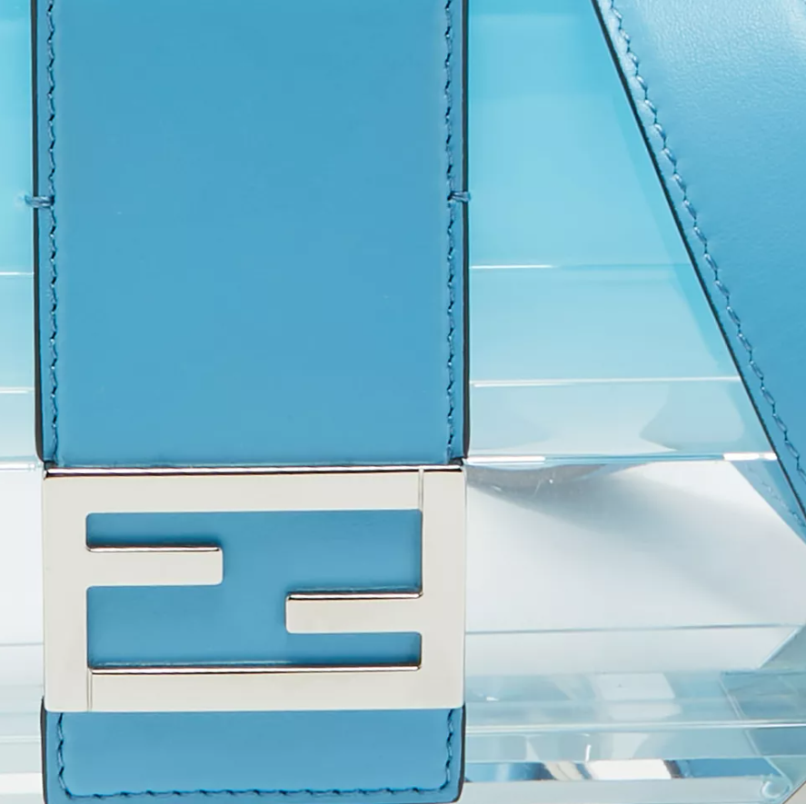 FDI Omber Blue  Plexiglass And Leather Mini Trunk Baguette