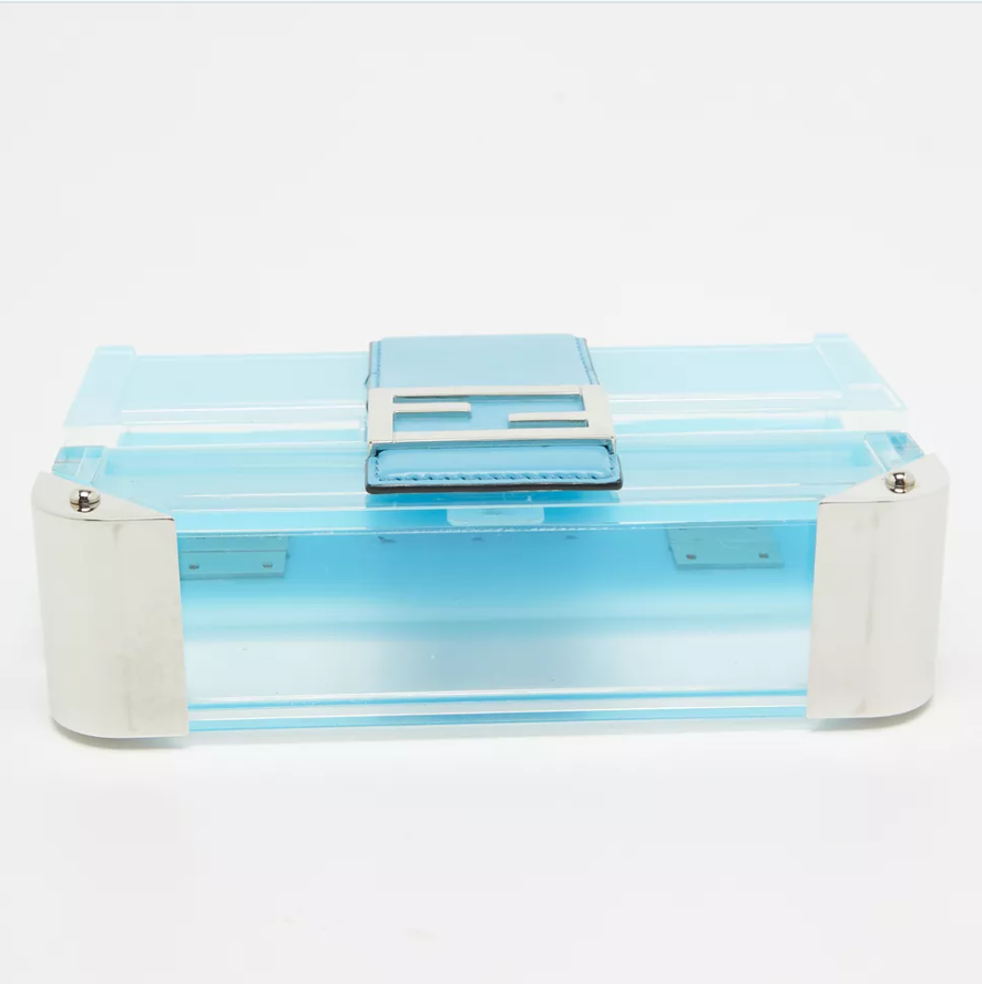 FDI Omber Blue  Plexiglass And Leather Mini Trunk Baguette