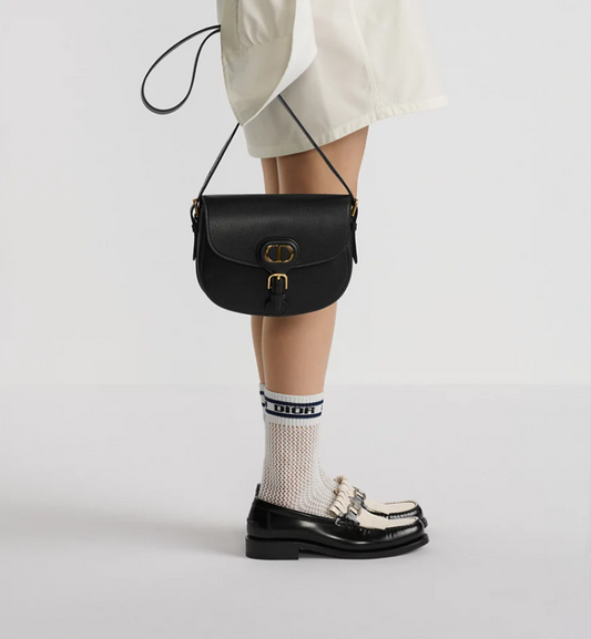 LV Medium Dior Bobby Bag Black Grained Calfskin