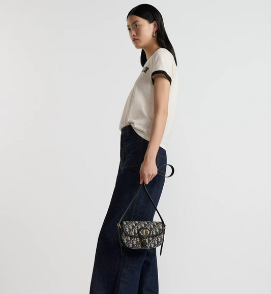 DIR Bobby East-West Bag Blue Dior Oblique Jacquard