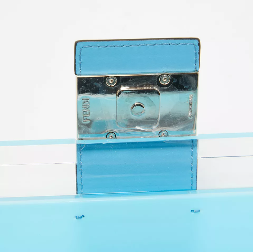 FDI Omber Blue  Plexiglass And Leather Mini Trunk Baguette