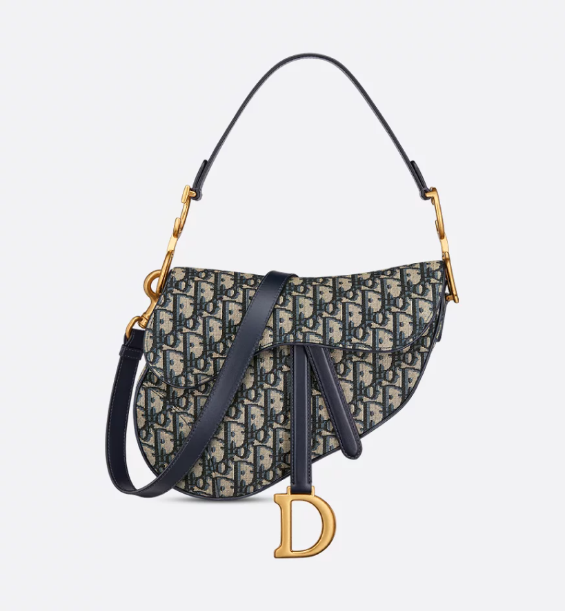 Saddle Bag with Strap Blue DIR Oblique Jacquard