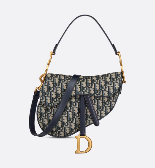 Saddle Bag with Strap Blue DIR Oblique Jacquard