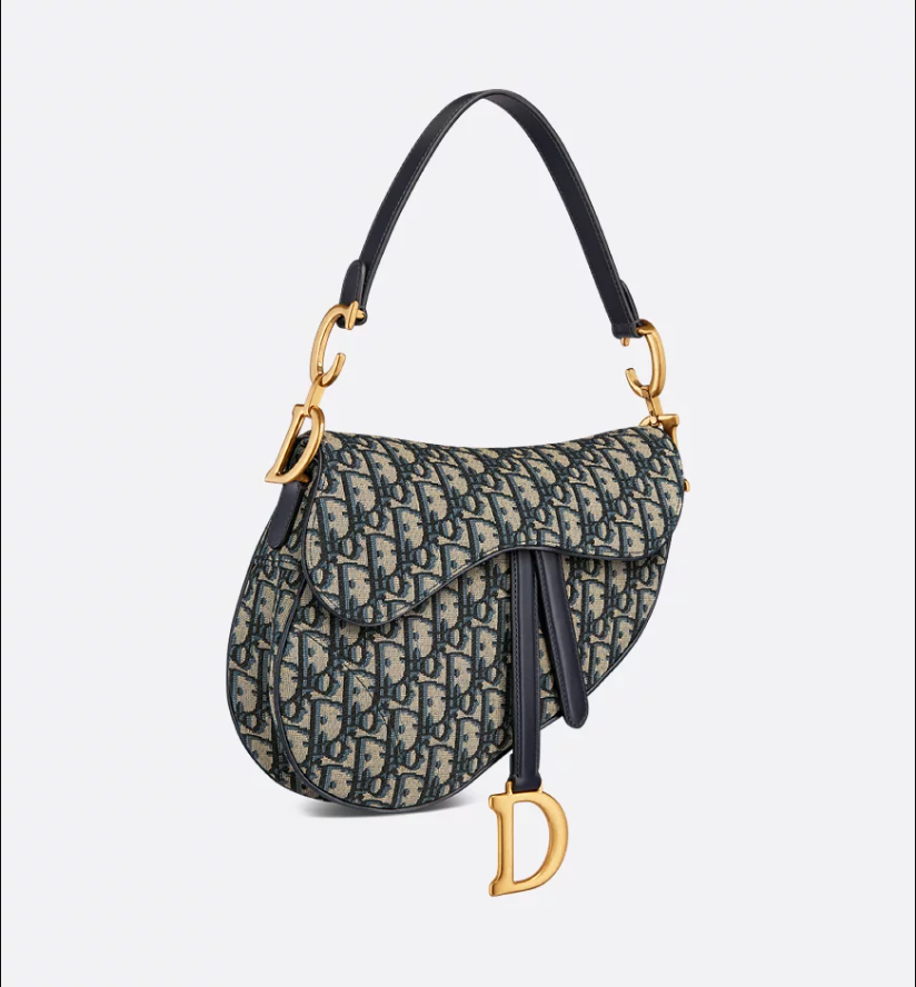 Saddle Bag with Strap Blue DIR Oblique Jacquard
