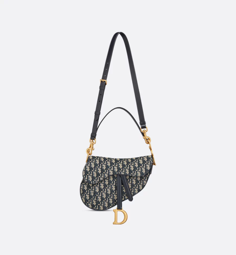 Saddle Bag with Strap Blue DIR Oblique Jacquard