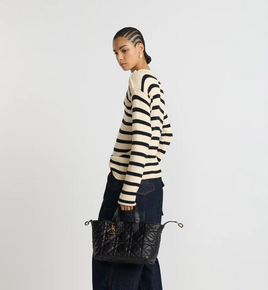 Medium DIR Toujours Bag Black Macrocannage Calfskin