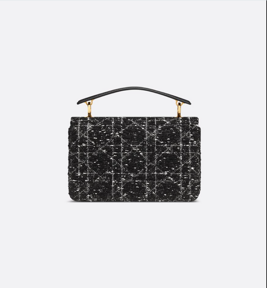 Small DIR Jolie Top Handle Bag Black Cannage Tweed