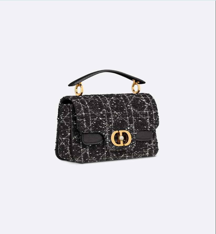 Small DIR Jolie Top Handle Bag Black Cannage Tweed