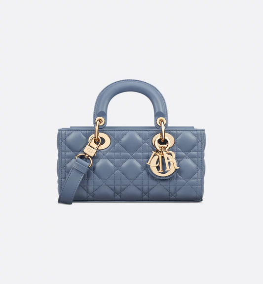 DIR Small Lady D-Joy Bag Denim Blue Cannage Lambskin