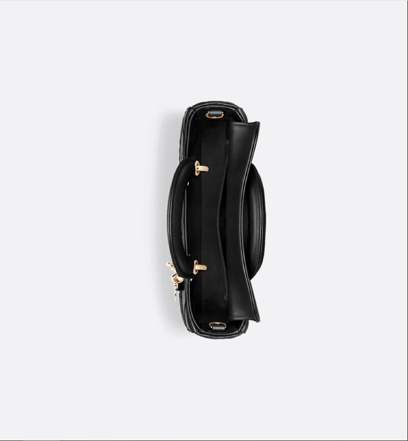 Small Lady D-Joy Bag Black Flat Macrocannage Lambskin