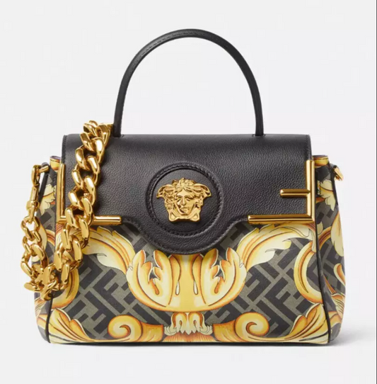 NWT FDI VERSACE X FDI LA MEDUSA MEDIUM PRINT HANDBAG