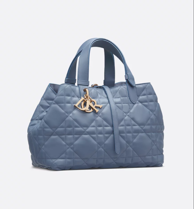 Medium DIR Toujours Bag Denim Blue Macrocannage Calfskin